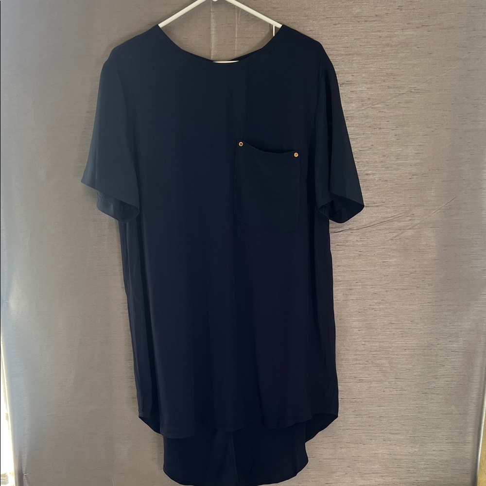 Michael Kors Dark Blue Short Sleeve Dress with gold hardware